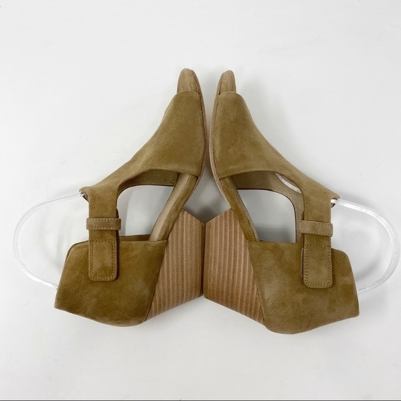 Eileen Fisher Suede Peep Toe Wedge Sandals - Picture 7 of 8